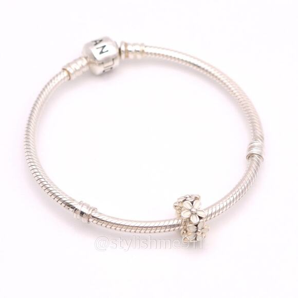 Authentic PANDORA Sterling Silver White Daisy Flower Spacer Charm - Picture 5 of 7